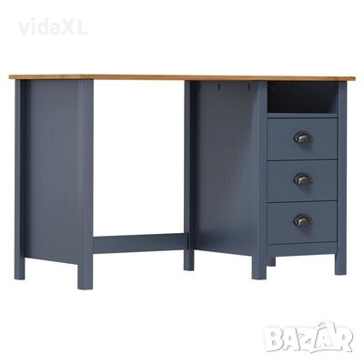 vidaXL Бюро Hill с 3 чекмеджета сиво 120x50x74 см бор масив(SKU:288997, снимка 1 - Бюра - 45699649