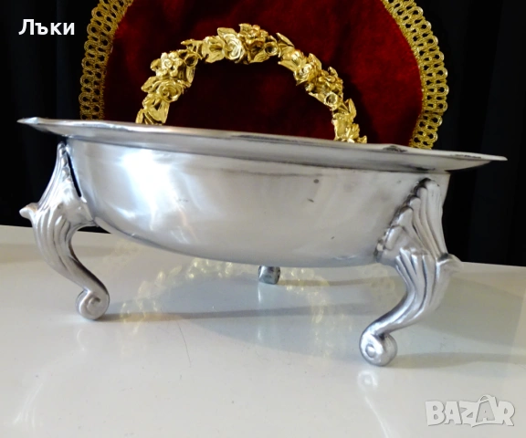 Викторианска калаена фруктиера,съд за сервиране 1.2 кг., снимка 4 - Антикварни и старинни предмети - 53650330