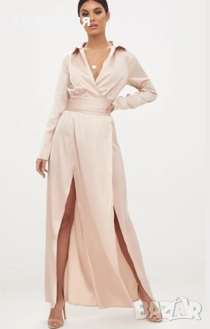 Нова Рокля, марка Pretty Little Thing, цвят шампанско/розов, материя сатен,за бал или гост на сватба, снимка 2 - Рокли - 54219532