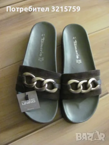 Нови Дамски чехли TAMARIS номер 41, естествена кожа, снимка 5 - Чехли - 50326365