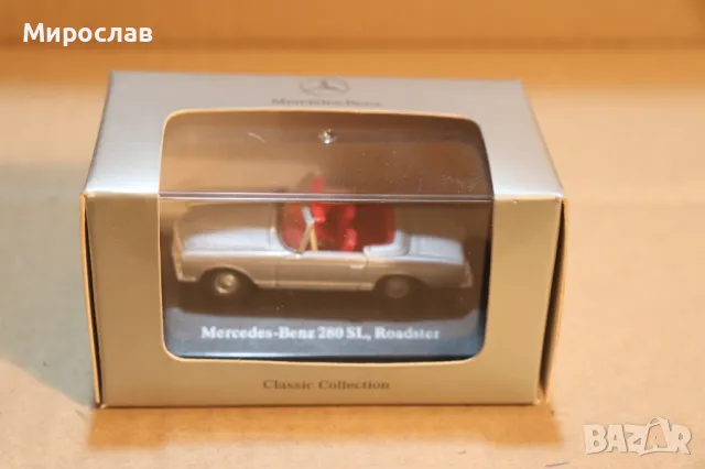 1:72 MERCEDES BENZ 280 SL ИГРАЧКА КОЛИЧКА ДИЛЪРСКИ МОДЕЛ