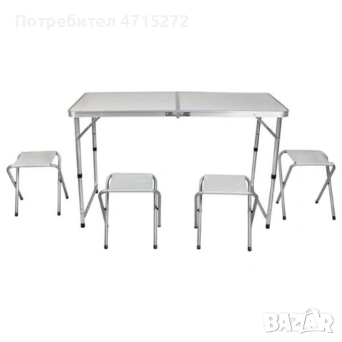 Комплект сгъваема алуминиева маса с 4 стола – идеален за къмпинг, двор и почивка, снимка 2 - Градински мебели, декорация  - 53188557