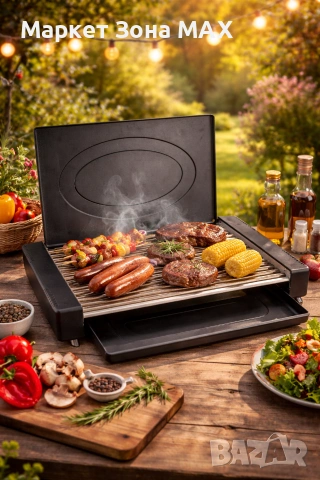 Електрическа скара с незалепващо покритие 1800W мощност за бързо, чисто и равномерно готвене