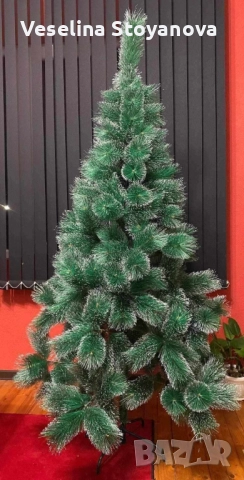 Изкуствена Коледна елха с бели заскрежени връхчета, снимка 2 - Декорация за дома - 52536409
