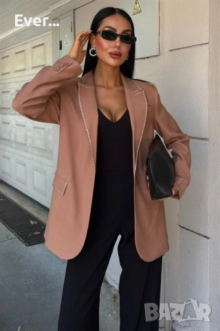 Блейзър с камъни в цвят камел, снимка 3 - Сака - 52316956