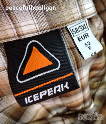 Icepeak  - мъжка карирана риза  с къс ръкав за планина и туризъм размер XL , снимка 8 - Ризи - 45269969