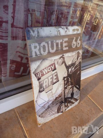 Метална табела мотор Route 66 cafe кафе по пътя хоризонт път, снимка 2 - Декорация за дома - 12889906