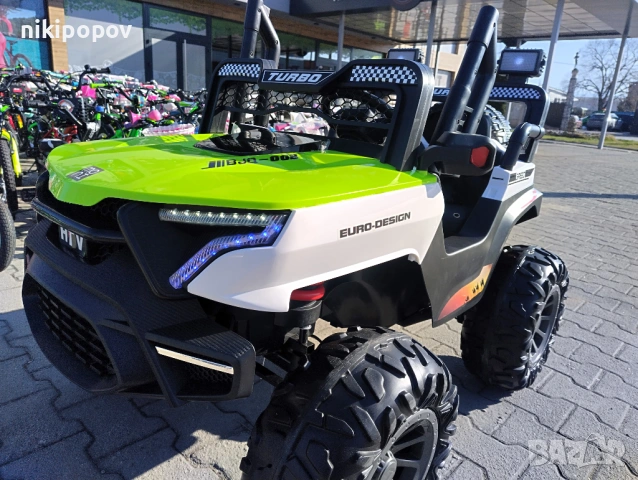 F1 Двуместен акумулаторен джип TURBO 4x4 зелен, снимка 3 - Други - 53849948