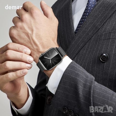 Anlinser Магнитна метална каишка за смарт часовник Apple Watch, 45 мм/44 мм/42 мм, черна, снимка 5 - Смарт часовници - 45781357