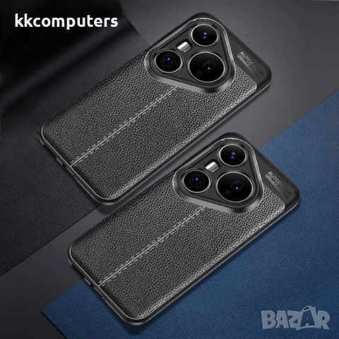 Huawei Pura 80 Ultra 5G Удароустойчив І Litchi Texture І TPU Калъф и Протектор, Черен, снимка 5 - Калъфи, кейсове - 51973931