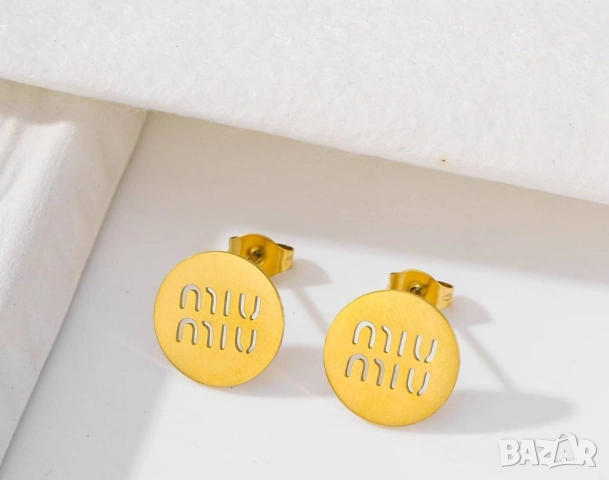 обеци от висококачествена медицинска стомана miu miu, снимка 4 - Обеци - 52093064