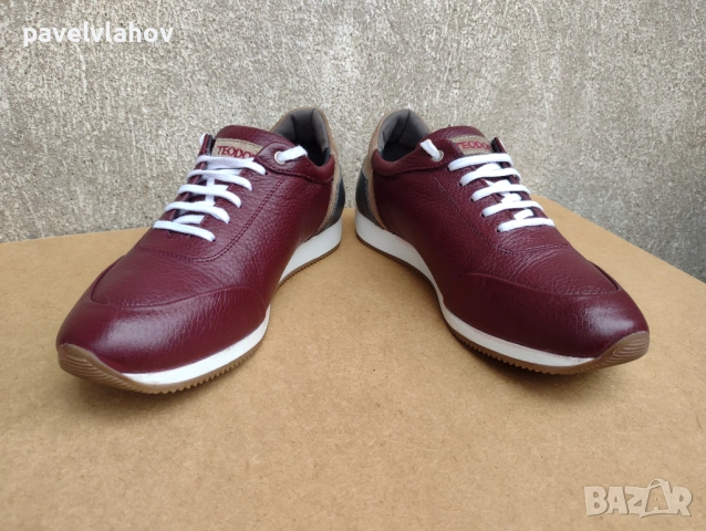 Кожени обувки TEODOR - нови, цвят бордо, 44 номер 