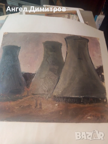 Найден Петков маслена картина двустранна , снимка 2 - Картини - 53691372