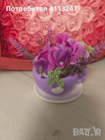 Ръчно изработени керамични чашки с цветя , снимка 6 - Декорация за дома - 52997994