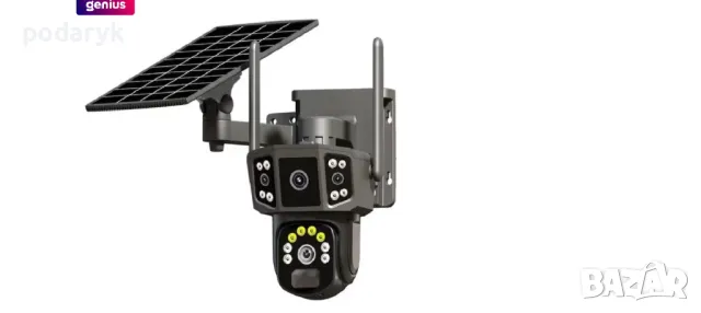 Соларна 12Мп камера сим карта Solar Camera 4G Sim 12MP 6K 10x Zoom 4x3MP с AI изкуствен.интелект, снимка 1 - IP камери - 48931747