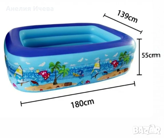Голям удебелен надуваем басейн , снимка 2 - Басейни и аксесоари - 50992201