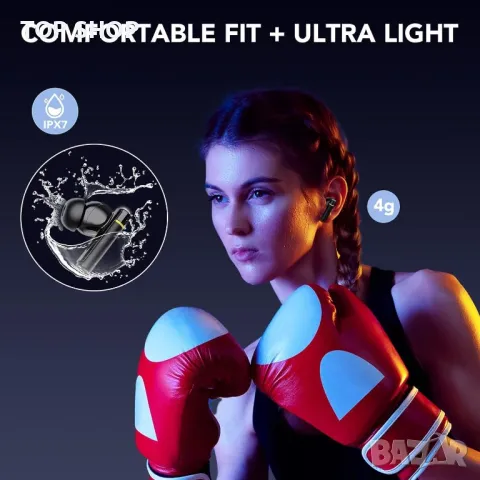 Безжични слушалки Bluetooth 5.3 Ipx7 водоустойчиви, управление с докосване, черни, снимка 5 - Bluetooth слушалки - 49731185