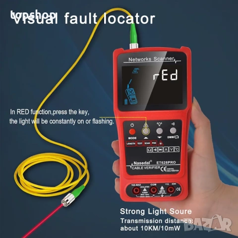 Чисто нов професионален кабелен тестер 3-в-1 ET628 PRO – Тракер, Мултицет и VFL ​ Сщ, снимка 10 - Друга електроника - 54070218