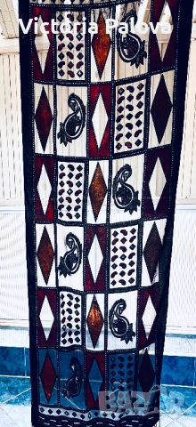 Луксозен дизайнерски шал от коприна и кадифена вискоза - истинско бижу, снимка 3 - Шалове - 52720150