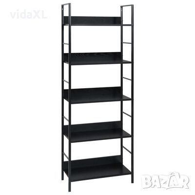 vidaXL Библиотека с 5 рафта, черна, 60x27,6x158,5 см, инженерно дърво(SKU:288226