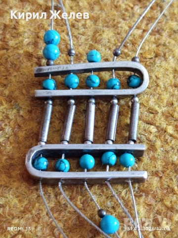 Артистично сребъно колие с ТЮРКОАЗ майсторска изработка 54171, снимка 7 - Колиета, медальони, синджири - 54037911