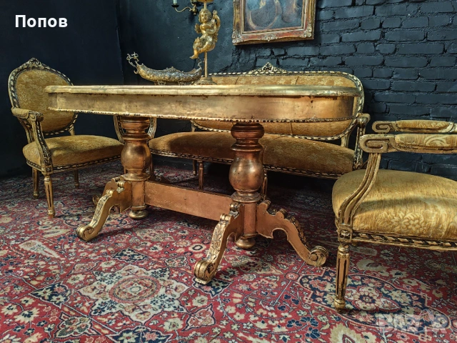 Салонен комплект стил Луи XVI, снимка 6 - Дивани и мека мебел - 53395200