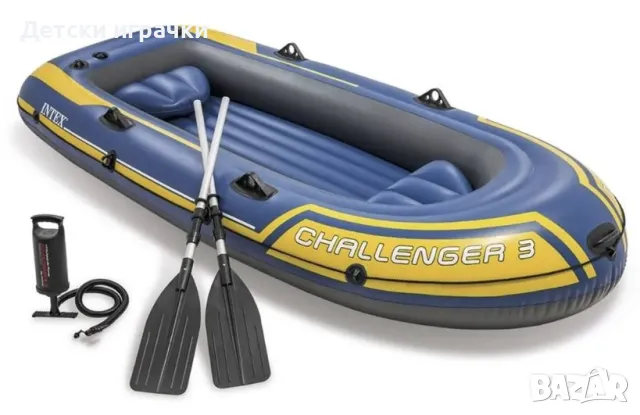 Надуваема лодка Challenger 3 Intex, за 3 места, 295 х 137 см, PVC, синя, снимка 2 - Водни спортове - 49981848