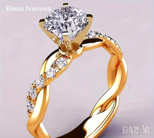 Уникален златист дамски пръстен, снимка 2 - Пръстени - 53191893