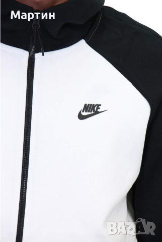 Мъжко горнище Nike Tech Fleece Black/White - размер XL, снимка 2 - Спортни дрехи, екипи - 45880433