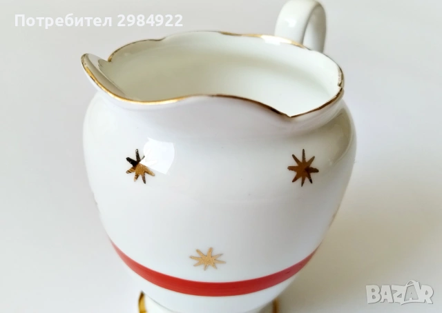 Винтидж керамичен съд от костен порцелан 22 каратово злато, снимка 2 - Антикварни и старинни предмети - 53441586