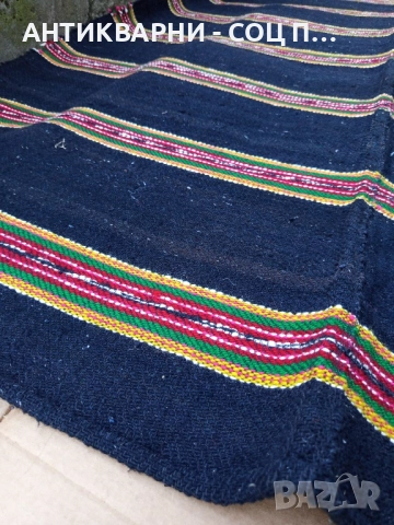 Стара Автентична Ръчно Тъкана Двустранна Черга Покривало За Легло 200см,/ 150см., снимка 6 - Антикварни и старинни предмети - 51738249