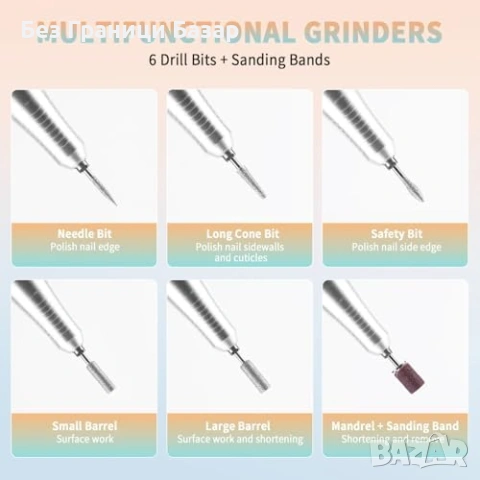 Нова Електрическа пила за нокти 45000 RPM USB-C LED дисплей 11 накрайника, снимка 5 - Продукти за маникюр - 53531282