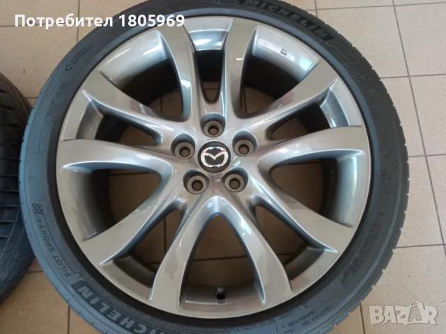 4бр. ал. джанти Mazda 6 (оригинални) 5x114,3 , 7,5x19 , ET45 с гуми 225/45/19 Michelin, снимка 4 - Гуми и джанти - 46903873