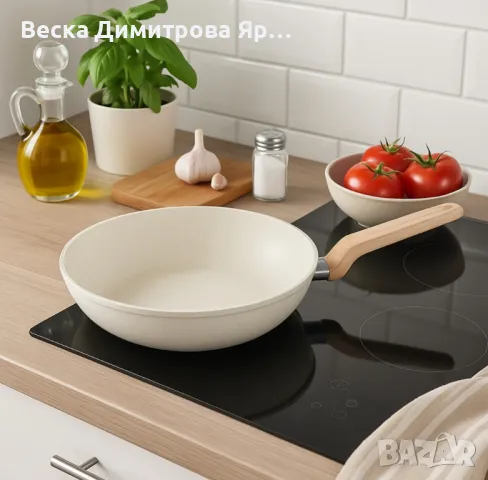 Тиган Уок Voltz Nice, 30x8.5см., Кован алуминий, Мраморно покр., Индукция, Кремав меланж