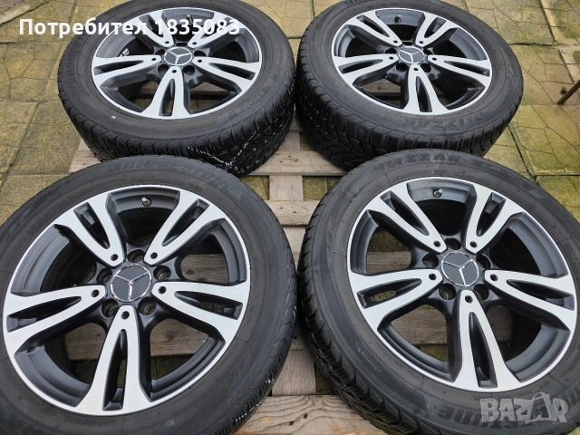 Лети джанти 16ки 5х112 Mercedes + зимни гуми 205/55/16 Bridgestone, снимка 3 - Гуми и джанти - 53541614