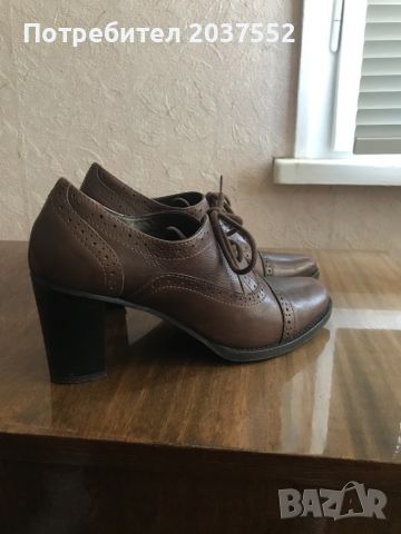 Обувки естествена кожа в кафяво, снимка 2 - Дамски обувки на ток - 45495151