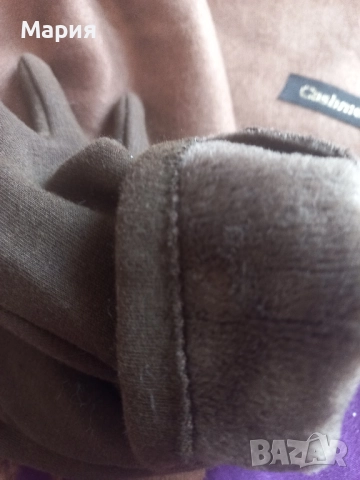 Шал от кашмир и ръкавици в кафяво, снимка 3 - Шалове - 52930849