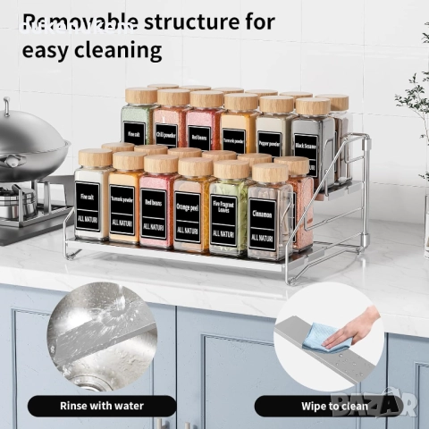 Органайзер за подправки, метален разширяем кухненски рафт 34 см, с отделящи се 4 нива, снимка 4 - Етажерки - 52625066