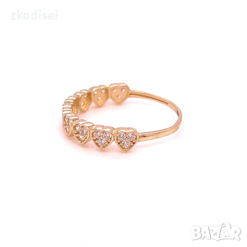 Златен дамски пръстен 1,29гр. размер:54 14кр. проба:585 модел:38752-1, снимка 3 - Колиета, медальони, синджири - 54150547