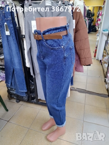 Дамски Дънки леко Ватирани свободен модел, снимка 3 - Дънки - 52639570