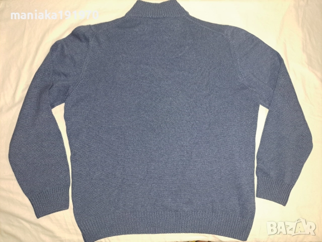 РЕЗЕРВИРАН! Gran Sasso Blue Wool Cashmere 1/4 Zip Sweater 54 (XL) мъжки пуловер от мерино и кашмир, снимка 4 - Пуловери - 51859115