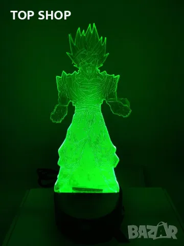 Dragon Ball Super Saiyan God Goku Екшън фигурки 3D настолна лампа 7 променящи цвета нощна лампа, снимка 2 - Настолни лампи - 48853435