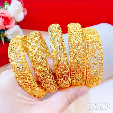 Luxury Gold Bangles  /Дамски гривни 5бр