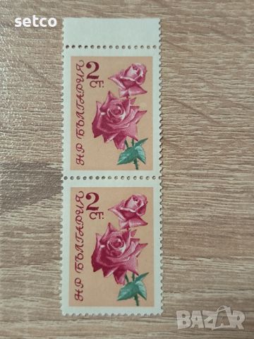 България Флора цветя рози 1962 г. чифт, снимка 1 - Филателия - 46454420