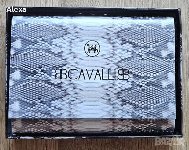 Мъжки кожен портфейл Cavalli Кавали черен от змийска кожа НОВ, снимка 6 - Портфейли, портмонета - 53735404