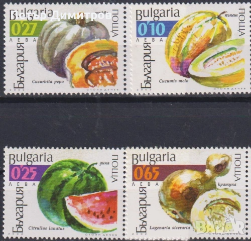Чисти марки Фауна Птици Породи Петли Флора Плодове Тиквови 2002 от България, снимка 5 - Филателия - 50504338