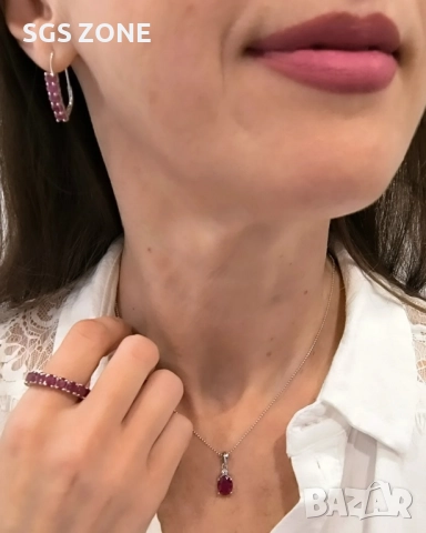 Обеци сребро 925 с естествен РУБИН, САПФИР, ИЗУМРУД, снимка 11 - Обеци - 51272555