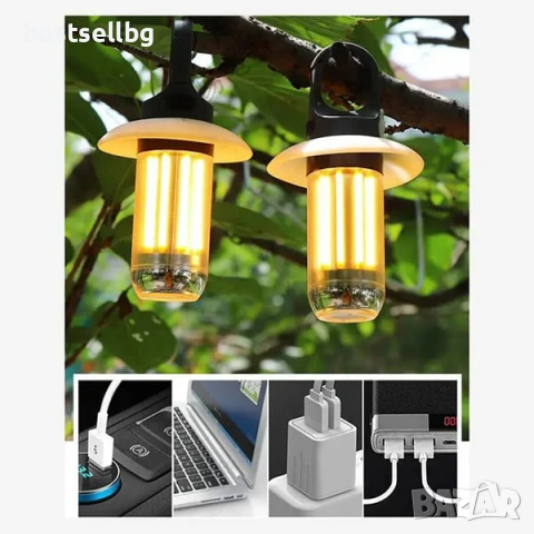 Мощна къмпинг лампа осветление за палатка риболов туризъм аварии автомобил LED фенер USB зареждане, снимка 3 - Къмпинг осветление - 51204316