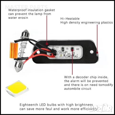 LED плафони заден регистрационен номер Mercedes ML GL R w164 w251 x164, снимка 8 - Части - 47307670