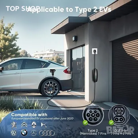 Ново Зарядно за EV с Приложение, 8М, 6-13A, 3.3kW кабел електромобил, снимка 8 - Аксесоари и консумативи - 49723943